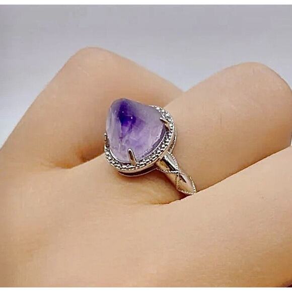RAW AMETHYST POINT RING - Picture 2 of 2